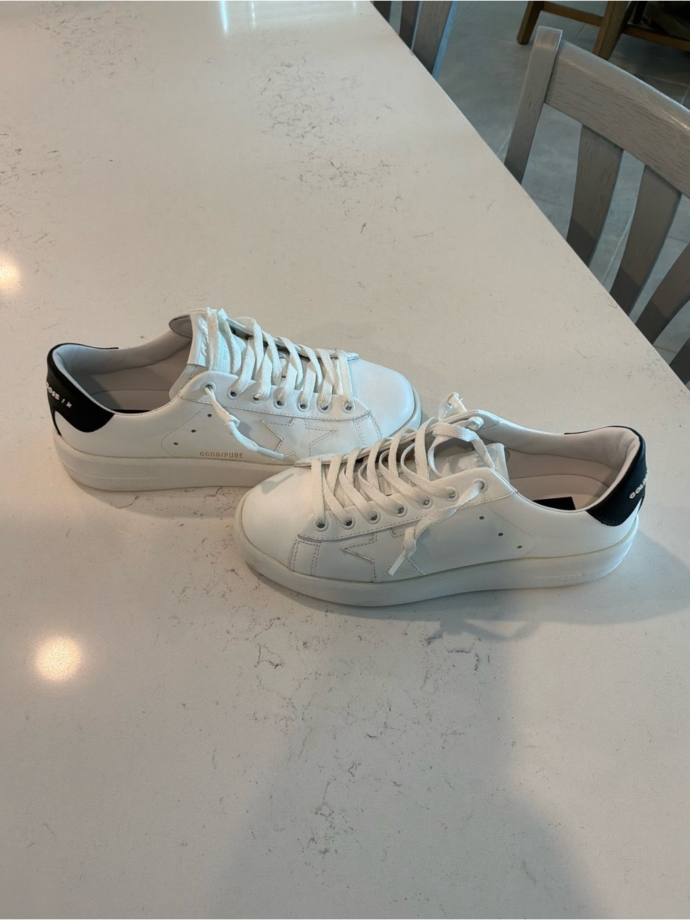 Golden Goose White Leather Sneakers with Black Heel Tab - Picture 10 of 12